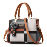 Casual Plaid Shoulder Bag Women Leather Handbags