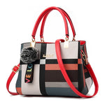 Casual Plaid Shoulder Bag Women Leather Handbags