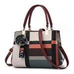Casual Plaid Shoulder Bag Women Leather Handbags