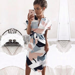 Women Party Dresses Geometric Print Beach Dress