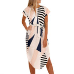 Women Party Dresses Geometric Print Beach Dress