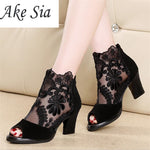 Mesh Peep Toe sandals sexy heels single shoes