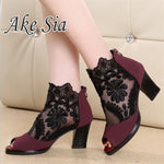 Mesh Peep Toe sandals sexy heels single shoes