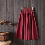 Midi Knee Length Skirt Women With Belt