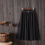 Midi Knee Length Skirt Women With Belt