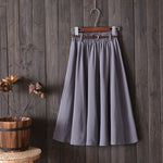 Midi Knee Length Skirt Women With Belt