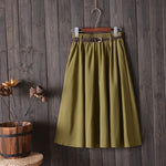 Midi Knee Length Skirt Women With Belt
