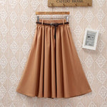 Midi Knee Length Skirt Women With Belt