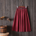 Midi Knee Length Skirt Women With Belt