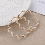 Long Earrings Female White Round Pearl Wedding Pendant Earrings