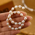 Long Earrings Female White Round Pearl Wedding Pendant Earrings