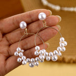 Long Earrings Female White Round Pearl Wedding Pendant Earrings