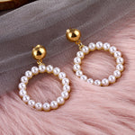 Long Earrings Female White Round Pearl Wedding Pendant Earrings