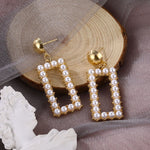 Long Earrings Female White Round Pearl Wedding Pendant Earrings
