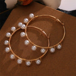 Long Earrings Female White Round Pearl Wedding Pendant Earrings