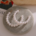 Long Earrings Female White Round Pearl Wedding Pendant Earrings