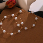 Long Earrings Female White Round Pearl Wedding Pendant Earrings