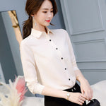 Tops Long Sleeve White Blouse Office Ladies Work Blouses