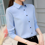 Tops Long Sleeve White Blouse Office Ladies Work Blouses