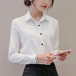 Tops Long Sleeve White Blouse Office Ladies Work Blouses