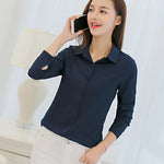 Tops Long Sleeve White Blouse Office Ladies Work Blouses