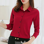 Tops Long Sleeve White Blouse Office Ladies Work Blouses