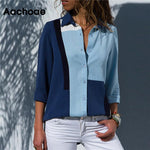 Women Blouses Long Sleeve Turn Down Collar Office Shirt