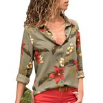 Women Blouses Long Sleeve Turn Down Collar Office Shirt
