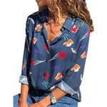 Women Blouses Long Sleeve Turn Down Collar Office Shirt