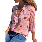Women Blouses Long Sleeve Turn Down Collar Office Shirt