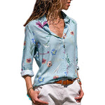Women Blouses Long Sleeve Turn Down Collar Office Shirt