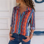 Women Blouses Long Sleeve Turn Down Collar Office Shirt