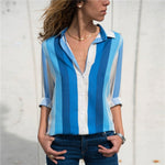 Women Blouses Long Sleeve Turn Down Collar Office Shirt