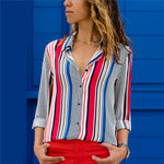 Women Blouses Long Sleeve Turn Down Collar Office Shirt