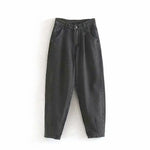 Women Streetwear Pleated High Waist Loose Slouchy Jeans
