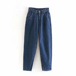 Women Streetwear Pleated High Waist Loose Slouchy Jeans