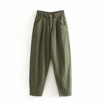 Women Streetwear Pleated High Waist Loose Slouchy Jeans