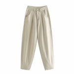 Women Streetwear Pleated High Waist Loose Slouchy Jeans