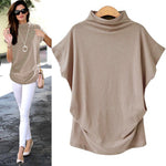 Women Casual Turtleneck Short Sleeve Blouse Top Shirt