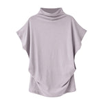 Women Casual Turtleneck Short Sleeve Blouse Top Shirt