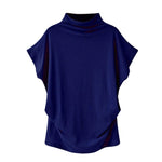 Women Casual Turtleneck Short Sleeve Blouse Top Shirt