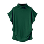 Women Casual Turtleneck Short Sleeve Blouse Top Shirt