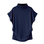 Women Casual Turtleneck Short Sleeve Blouse Top Shirt