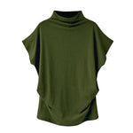 Women Casual Turtleneck Short Sleeve Blouse Top Shirt