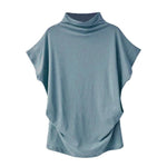 Women Casual Turtleneck Short Sleeve Blouse Top Shirt