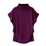 Women Casual Turtleneck Short Sleeve Blouse Top Shirt