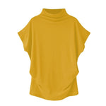 Women Casual Turtleneck Short Sleeve Blouse Top Shirt