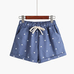 Women's home casual elastic waist cotton shorts