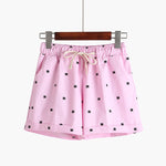 Women's home casual elastic waist cotton shorts