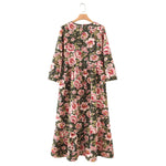 Women maxi dress pleated three quarter sleeve female casual straight dresses
